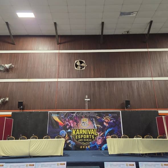 Tournament stage setup at Carnival Esports by JKR Sabah